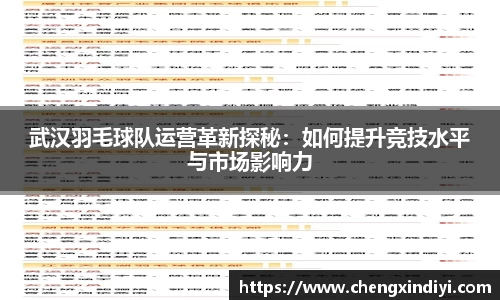 武汉羽毛球队运营革新探秘：如何提升竞技水平与市场影响力