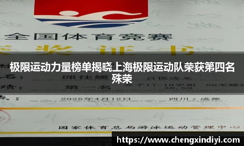 极限运动力量榜单揭晓上海极限运动队荣获第四名殊荣